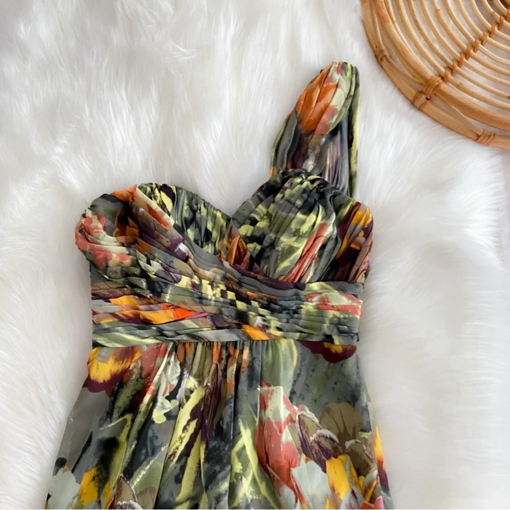 PRICE DROP! Ted Baker Maxi Dress One Shoulder Green Floral - Picture 6 of 12